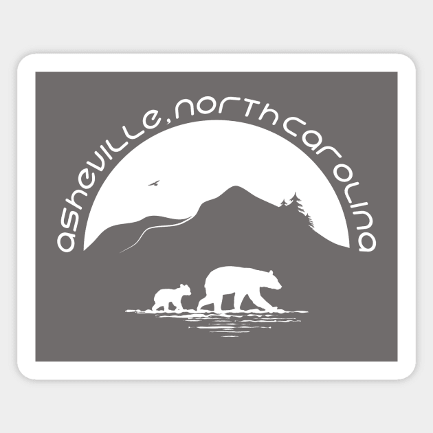 Momma Black Bear & Cubs - Asheville, NC - WO Grey 11 Sticker by AVL Merch